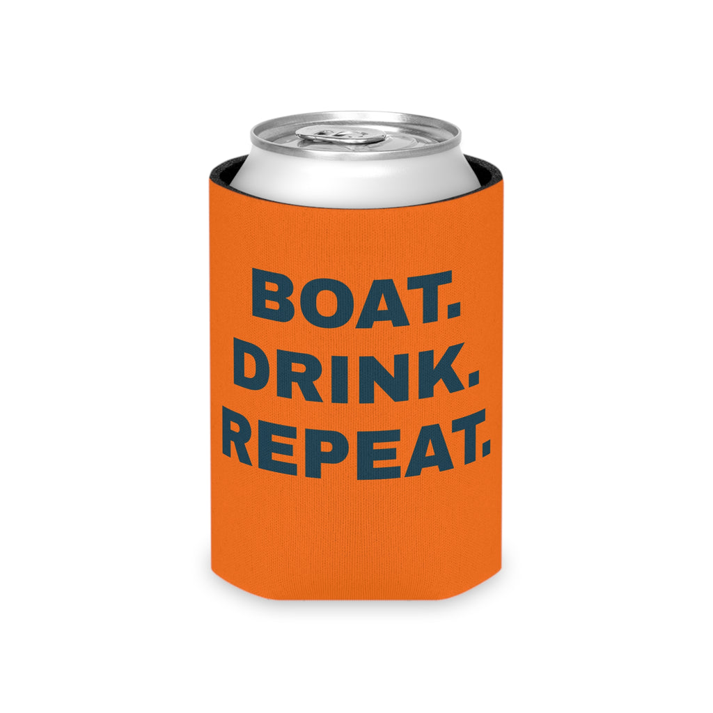 Neon Orange Party Can Cooler - 'Party Cove' Boat Drink Koozie (Boat. Drink. Repeat.)