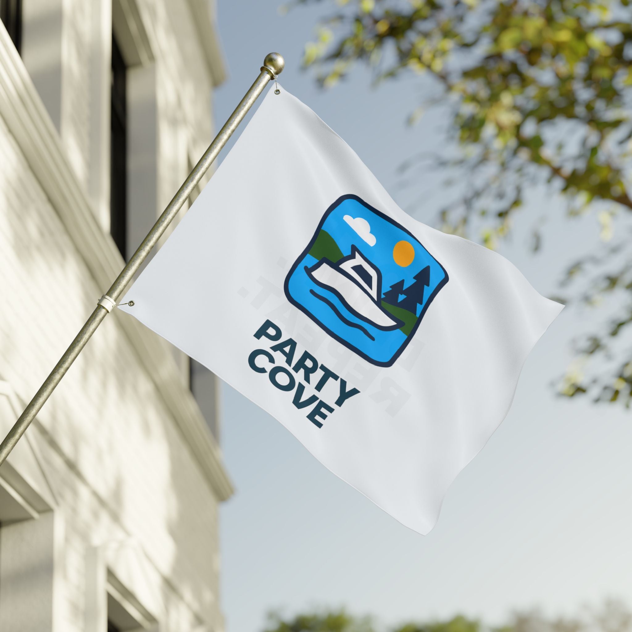 Double-Sided Flag — 'Party Cove' Boat Design & 'Boat. Drink. Repeat.' Flag
