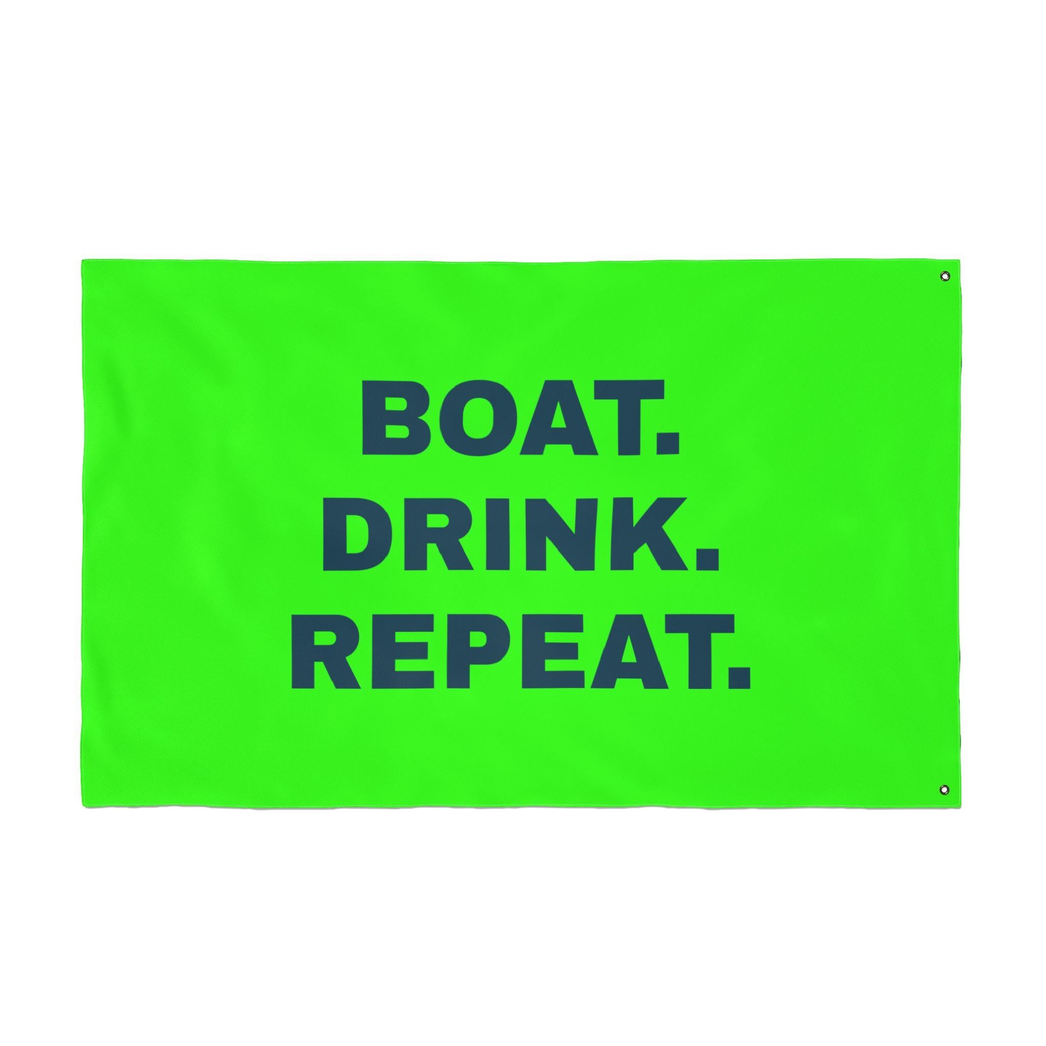 Neon Green Double-Sided Flag — 'Party Cove' Boat Design & 'Boat. Drink. Repeat.' Flag