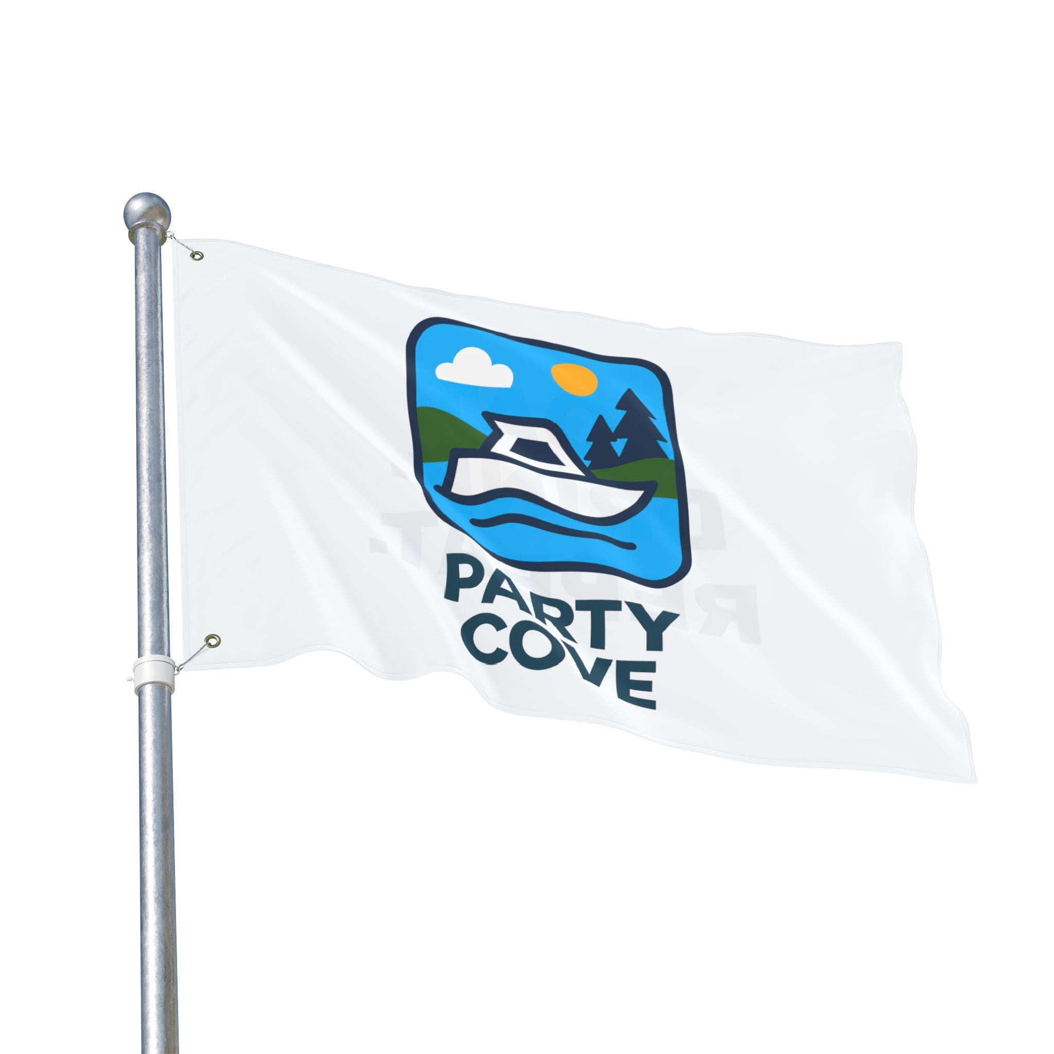 Double-Sided Flag — 'Party Cove' Boat Design & 'Boat. Drink. Repeat.' Flag