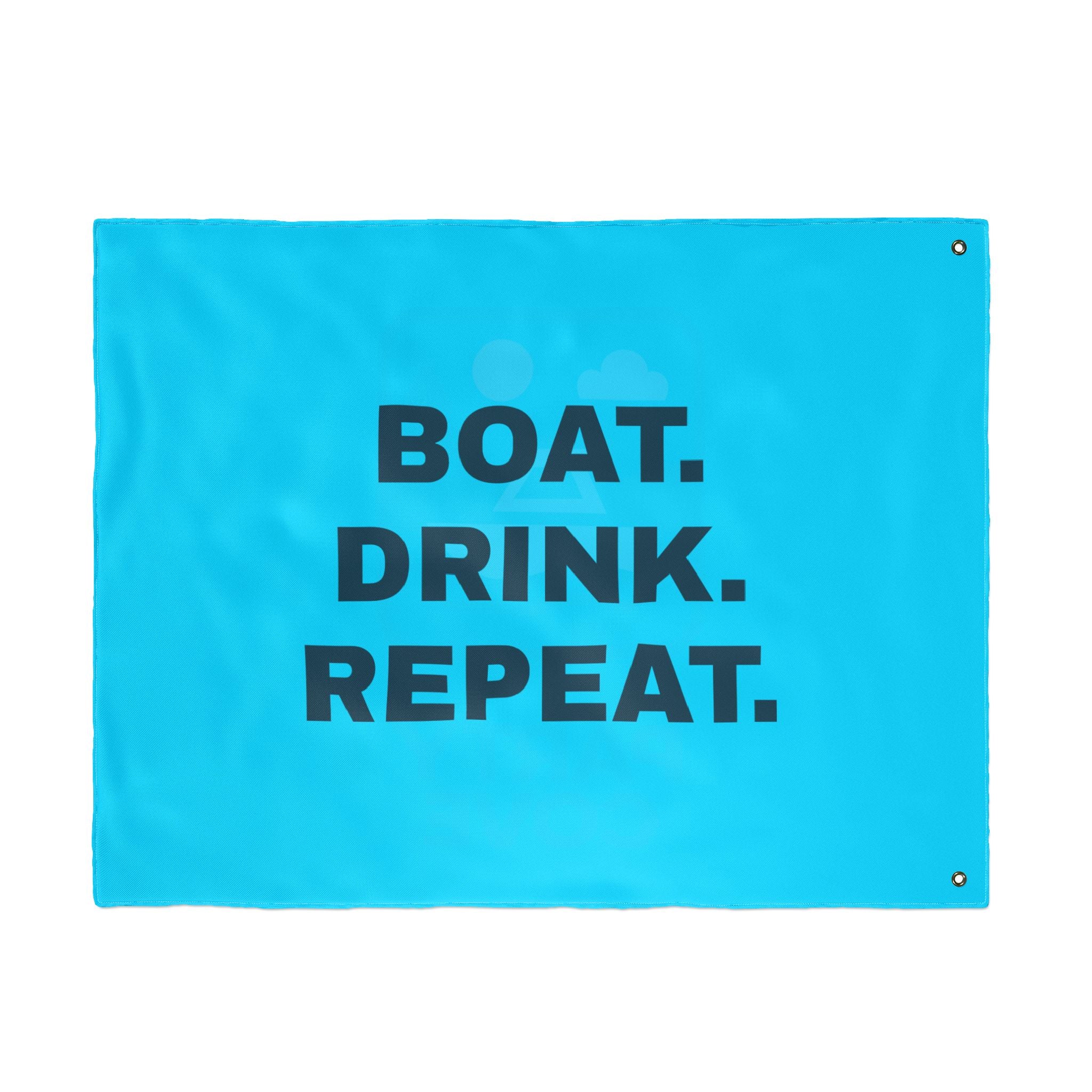 Neon Blue Double-Sided Flag — 'Party Cove' Boat Design & 'Boat. Drink. Repeat.' Flag