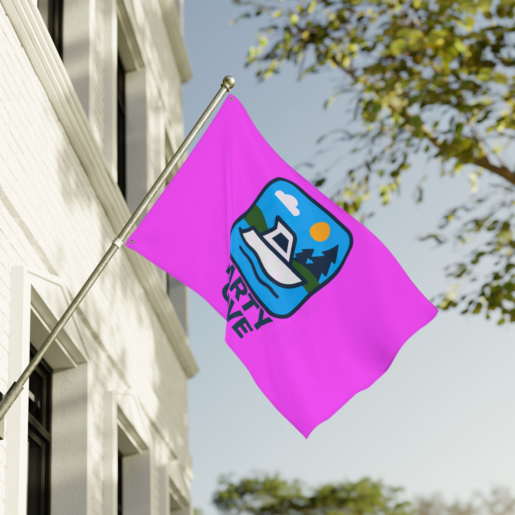 Neon Pink Double-Sided Flag — 'Party Cove' Boat Design & 'Boat. Drink. Repeat.' Flag
