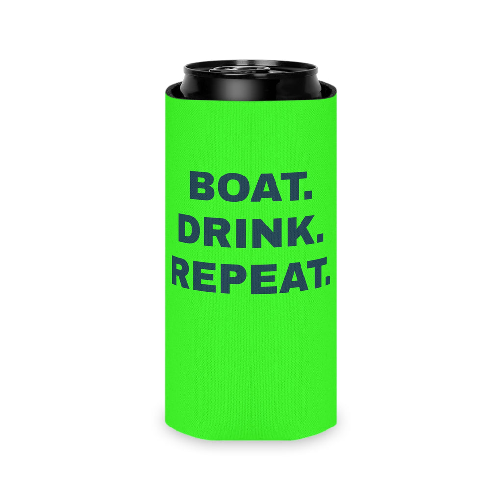 Neon Party Can Cooler - 'Party Cove' Boat Drink Koozie (Boat. Drink. Repeat.)