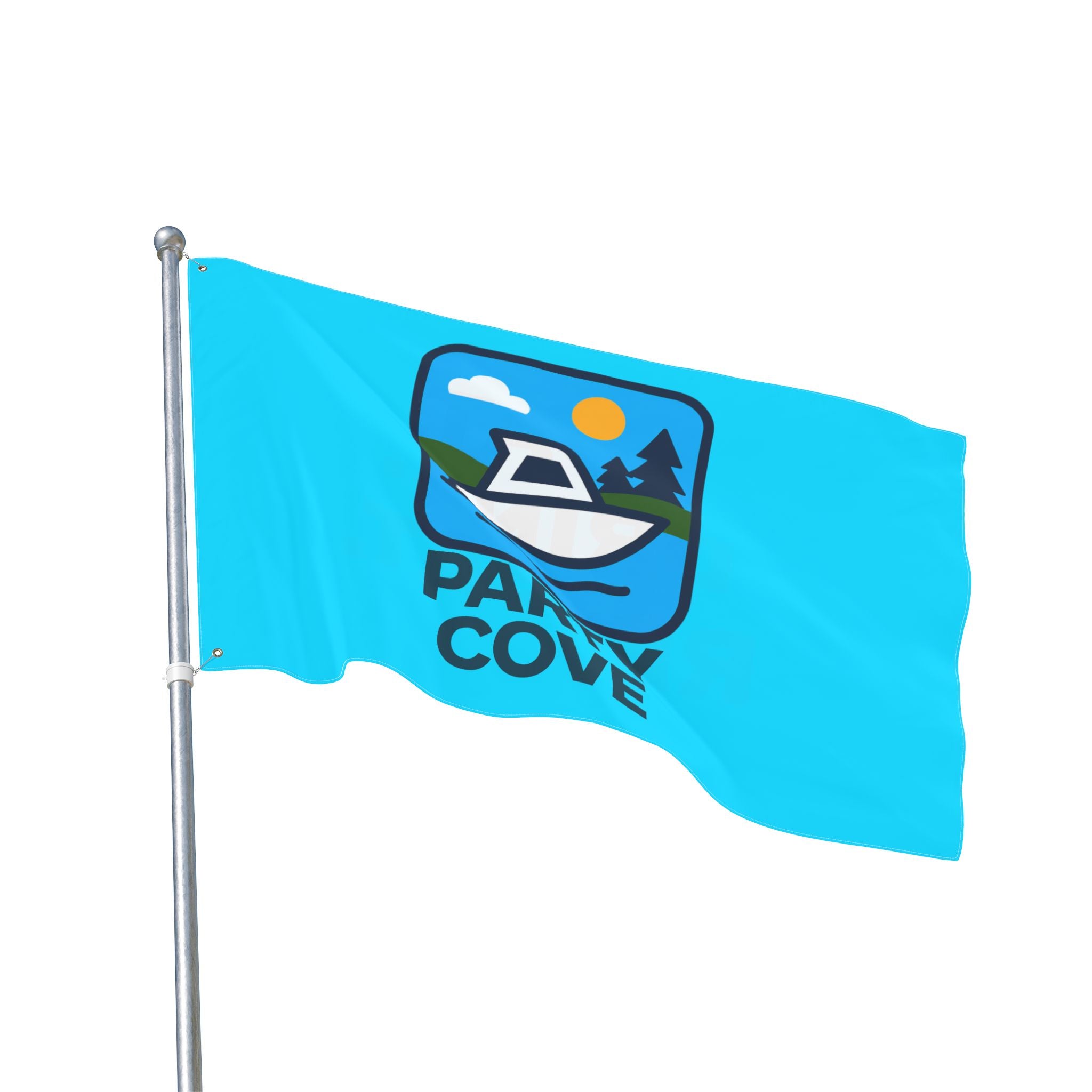 Neon Blue Double-Sided Flag — 'Party Cove' Boat Design & 'Boat. Drink. Repeat.' Flag