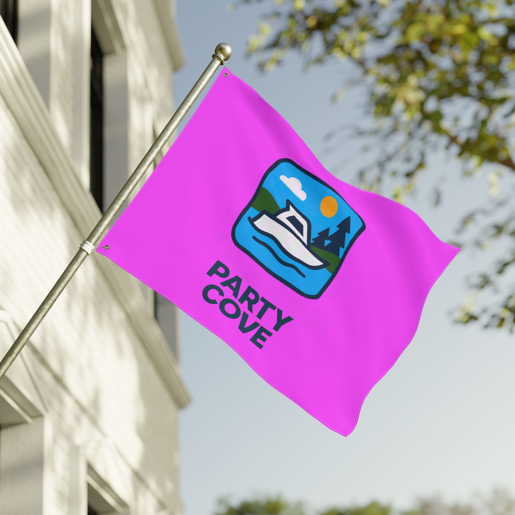 Neon Pink Double-Sided Flag — 'Party Cove' Boat Design & 'Boat. Drink. Repeat.' Flag