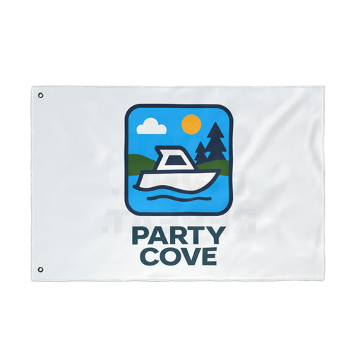Double-Sided Flag — 'Party Cove' Boat Design & 'Boat. Drink. Repeat.' Flag