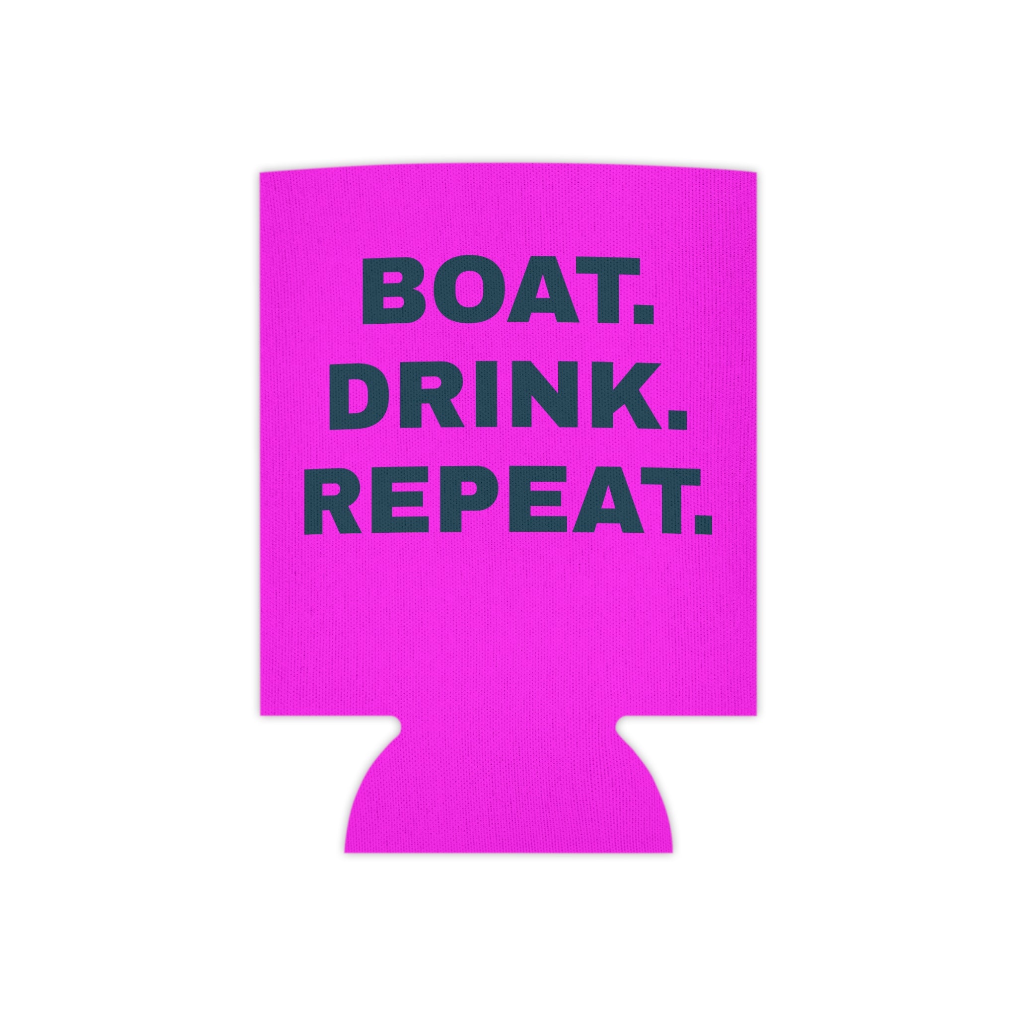 Neon Pink Can Cooler - 'Party Cove' Boat Drink Koozie (Boat. Drink. Repeat.)