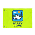 Neon Yellow Double-Sided Flag — 'Party Cove' Boat Design & 'Boat. Drink. Repeat.' Flag