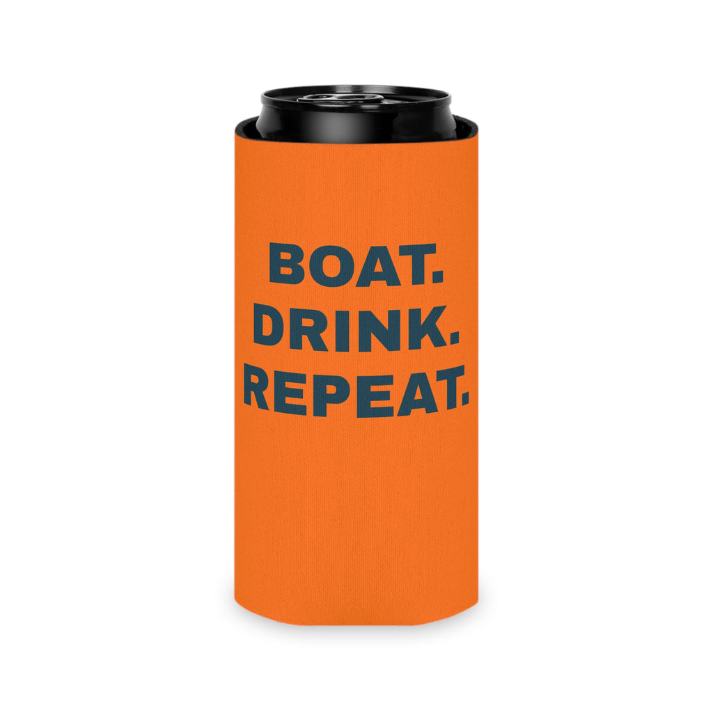 Neon Orange Party Can Cooler - 'Party Cove' Boat Drink Koozie (Boat. Drink. Repeat.)