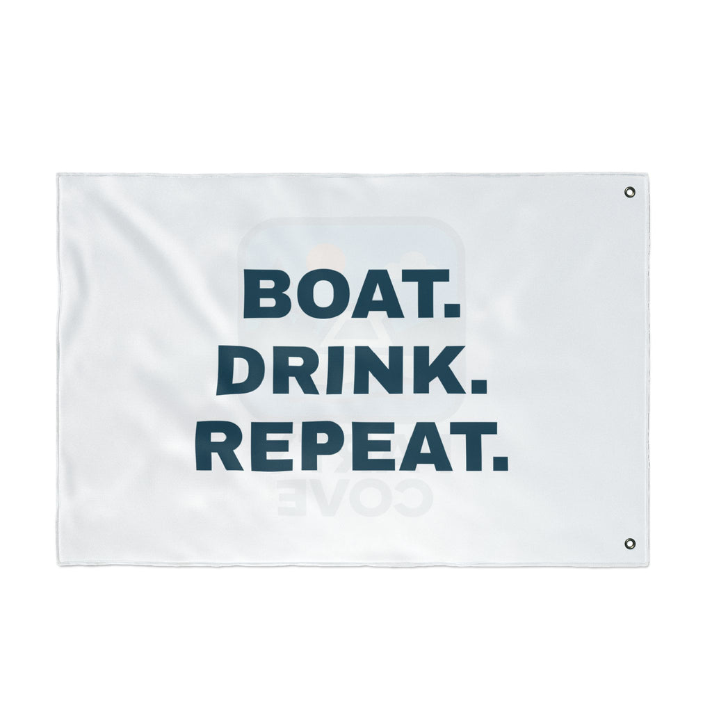 Double-Sided Flag — 'Party Cove' Boat Design & 'Boat. Drink. Repeat.' Flag