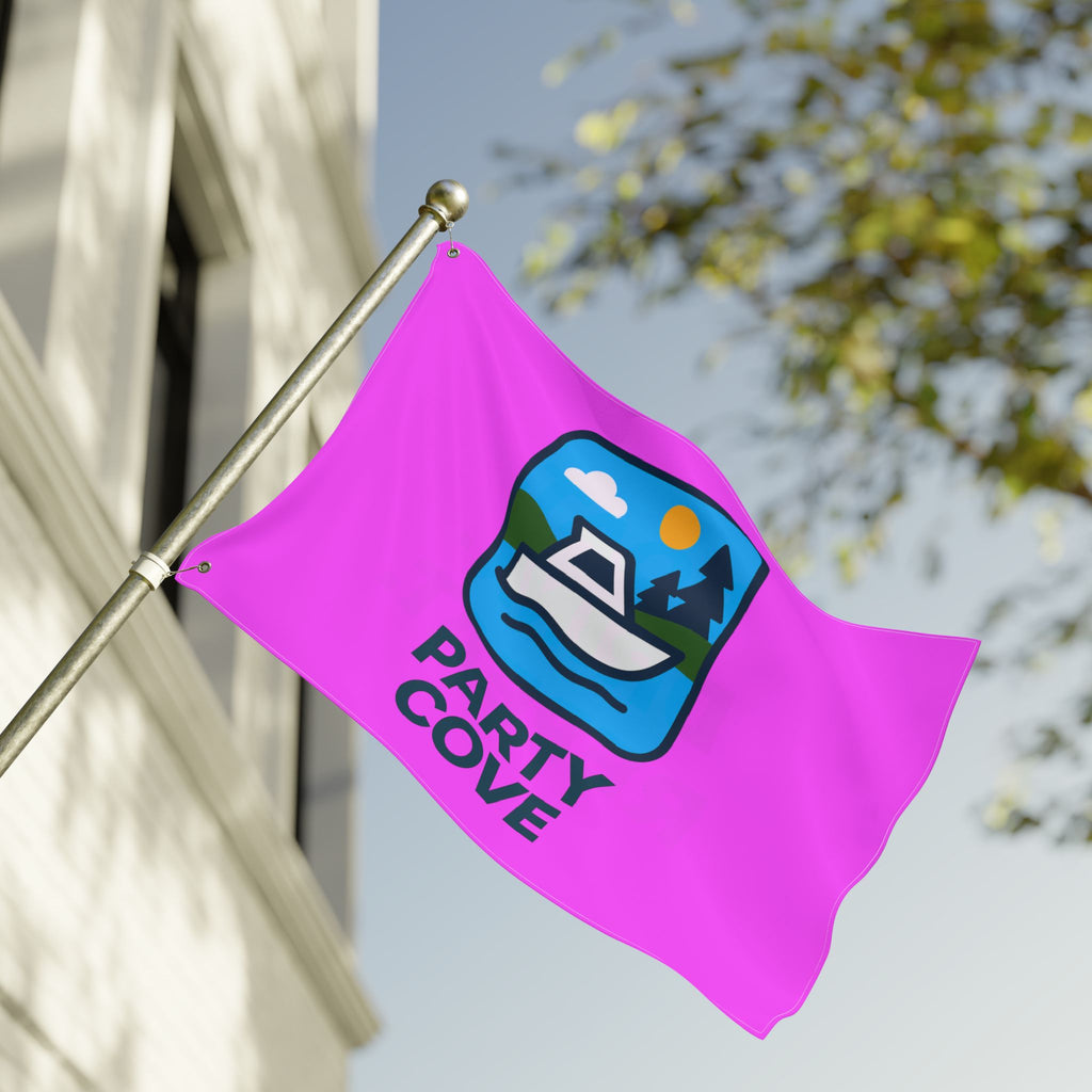 Neon Pink Double-Sided Flag — 'Party Cove' Boat Design & 'Boat. Drink. Repeat.' Flag