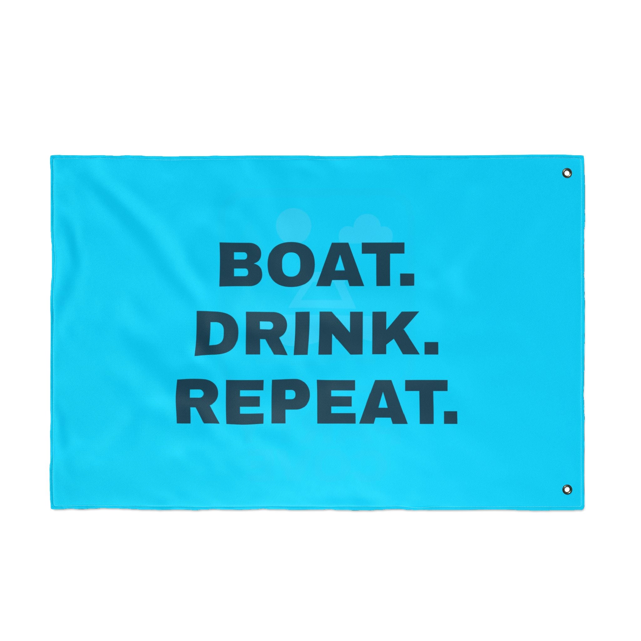 Neon Blue Double-Sided Flag — 'Party Cove' Boat Design & 'Boat. Drink. Repeat.' Flag