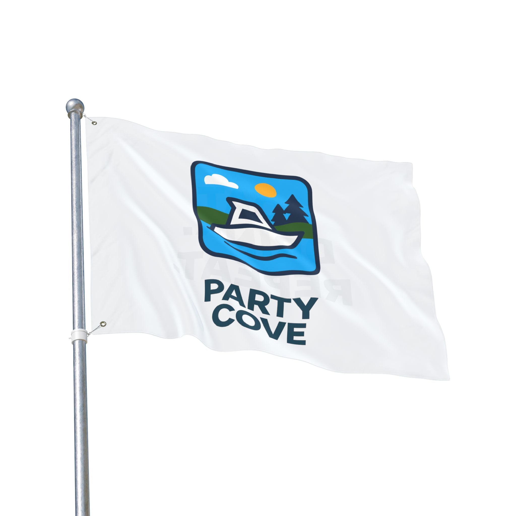 Double-Sided Flag — 'Party Cove' Boat Design & 'Boat. Drink. Repeat.' Flag