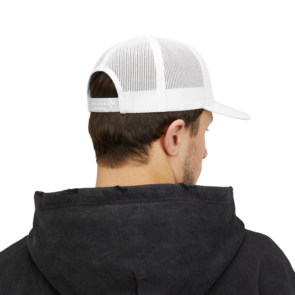 Boat Patch Trucker Cap — Embroidered Lake & Sun Snapback Hat
