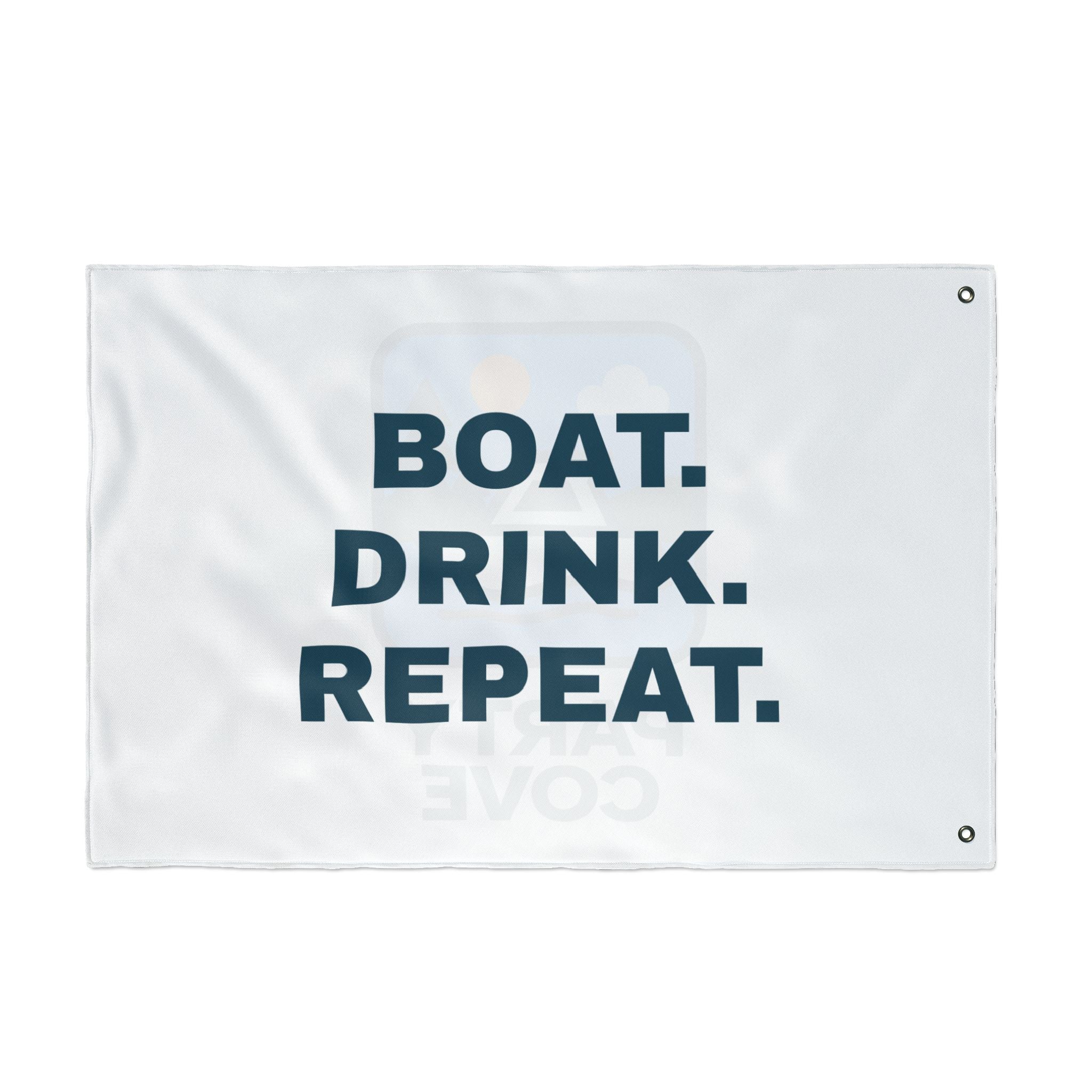 Double-Sided Flag — 'Party Cove' Boat Design & 'Boat. Drink. Repeat.' Flag