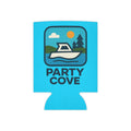 Neon Blue Can Cooler - 'Party Cove' Boat Drink Koozie (Boat. Drink. Repeat.)