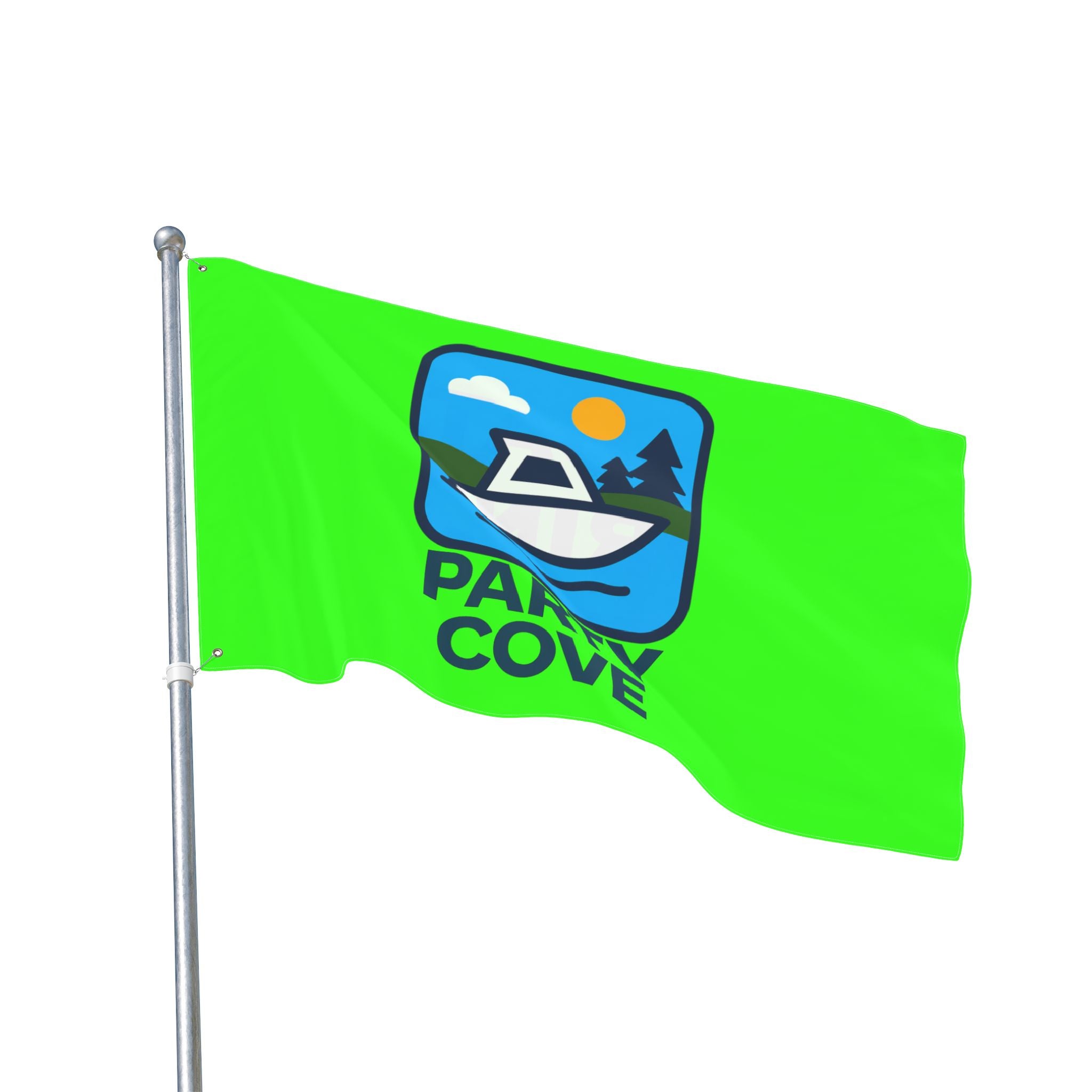 Neon Green Double-Sided Flag — 'Party Cove' Boat Design & 'Boat. Drink. Repeat.' Flag