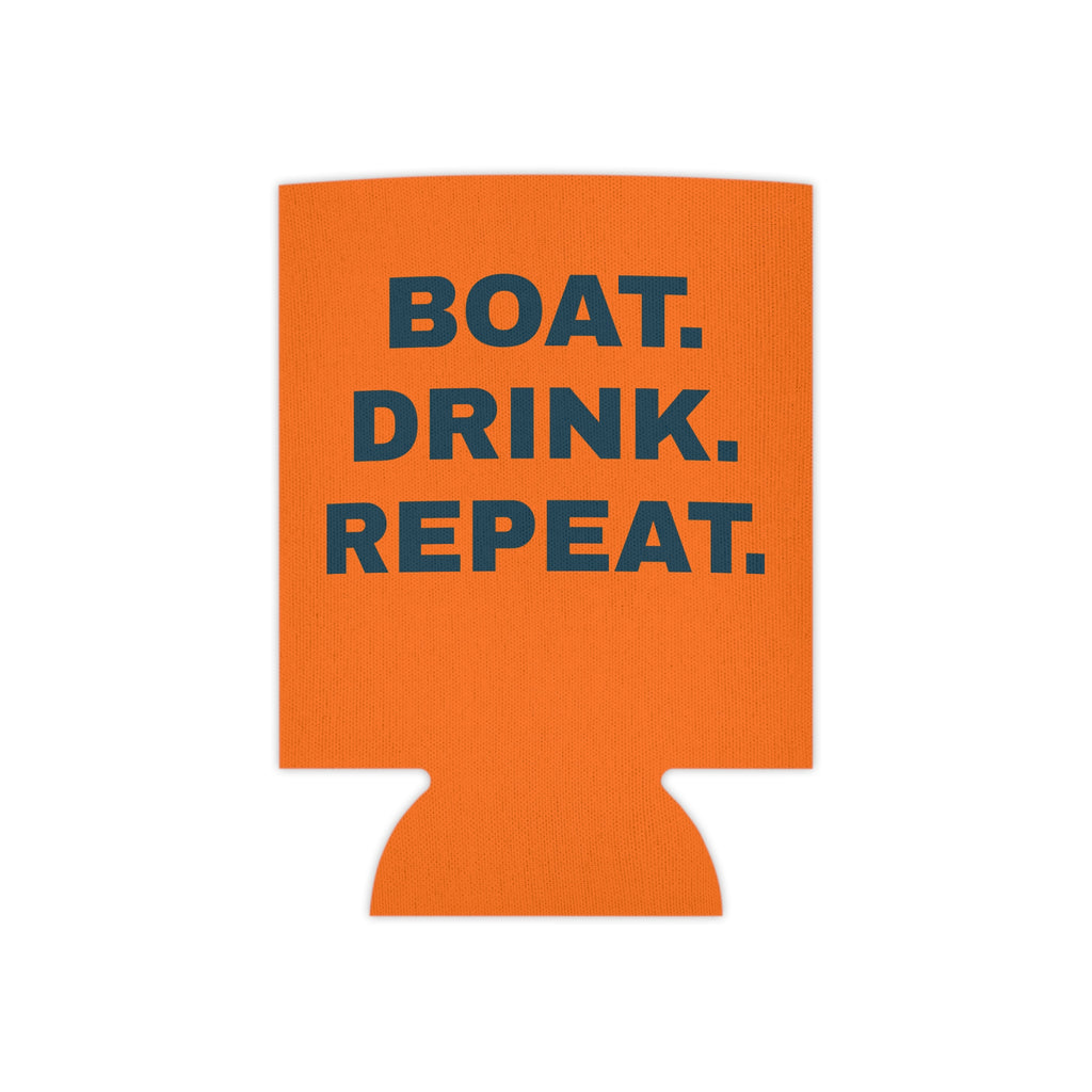 Neon Orange Party Can Cooler - 'Party Cove' Boat Drink Koozie (Boat. Drink. Repeat.)