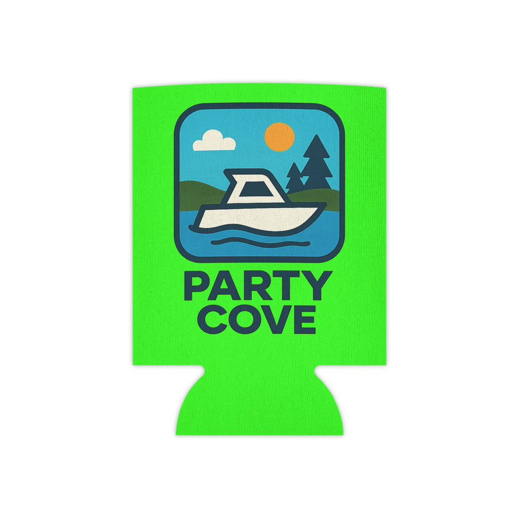 Neon Party Can Cooler - 'Party Cove' Boat Drink Koozie (Boat. Drink. Repeat.)