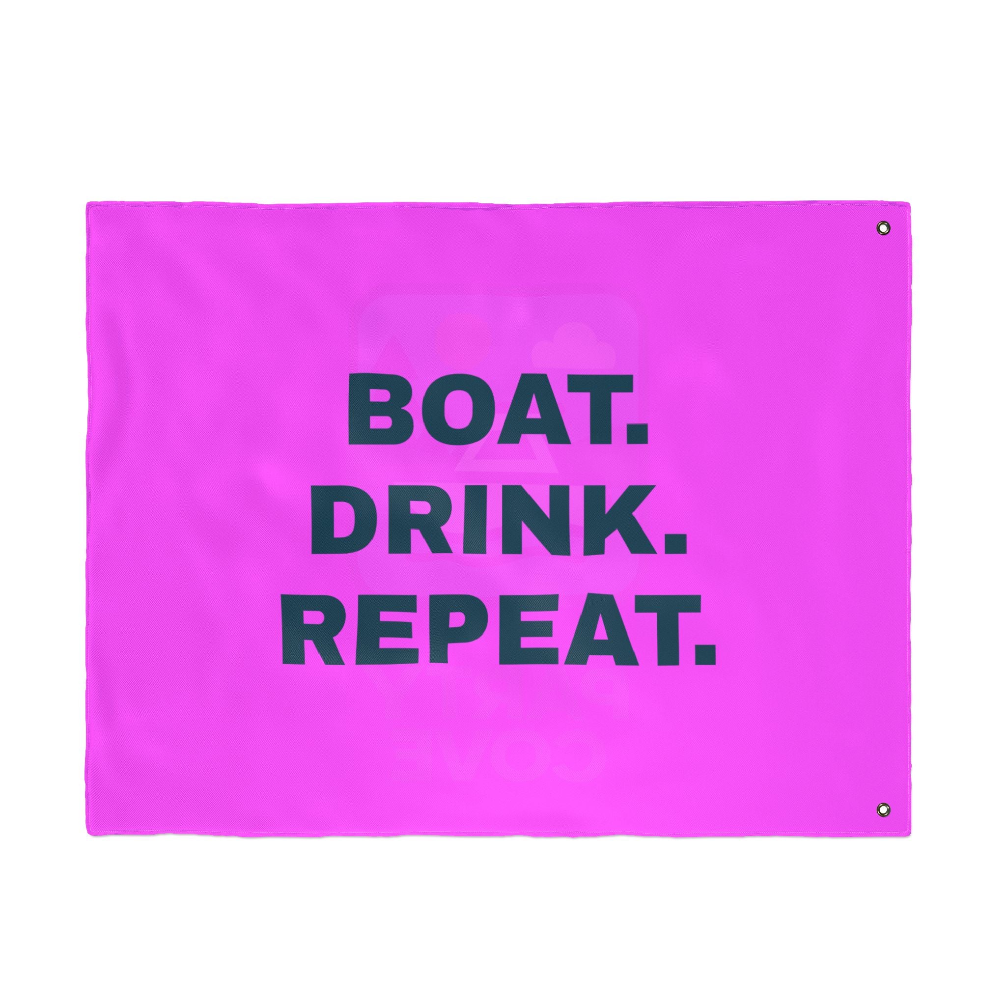 Neon Pink Double-Sided Flag — 'Party Cove' Boat Design & 'Boat. Drink. Repeat.' Flag