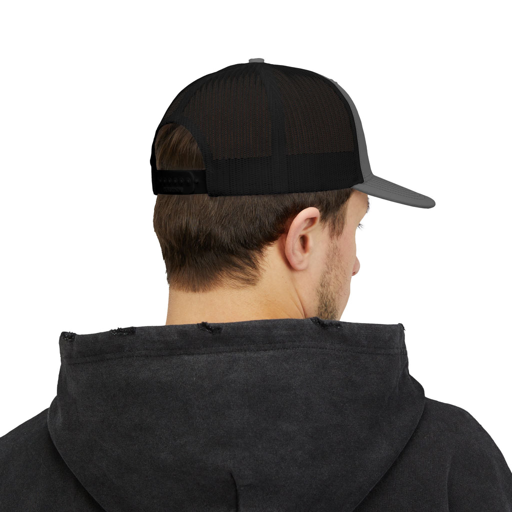 Boat Patch Trucker Cap — Embroidered Lake & Sun Snapback Hat