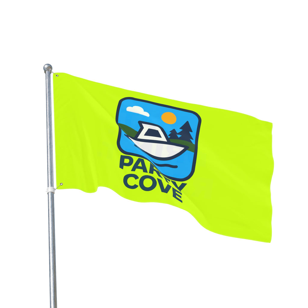 Neon Yellow Double-Sided Flag — 'Party Cove' Boat Design & 'Boat. Drink. Repeat.' Flag