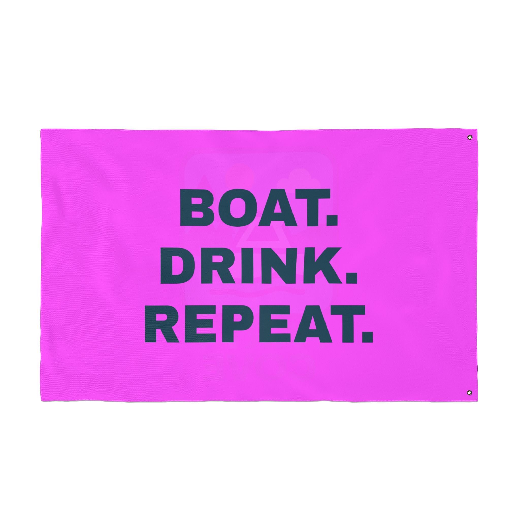 Neon Pink Double-Sided Flag — 'Party Cove' Boat Design & 'Boat. Drink. Repeat.' Flag