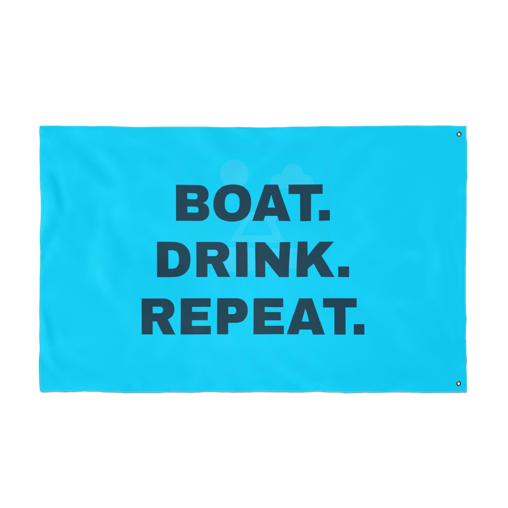 Neon Blue Double-Sided Flag — 'Party Cove' Boat Design & 'Boat. Drink. Repeat.' Flag