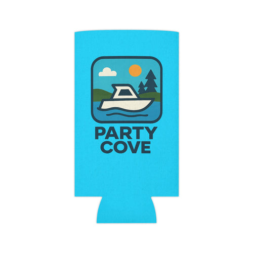 Neon Blue Can Cooler - 'Party Cove' Boat Drink Koozie (Boat. Drink. Repeat.)