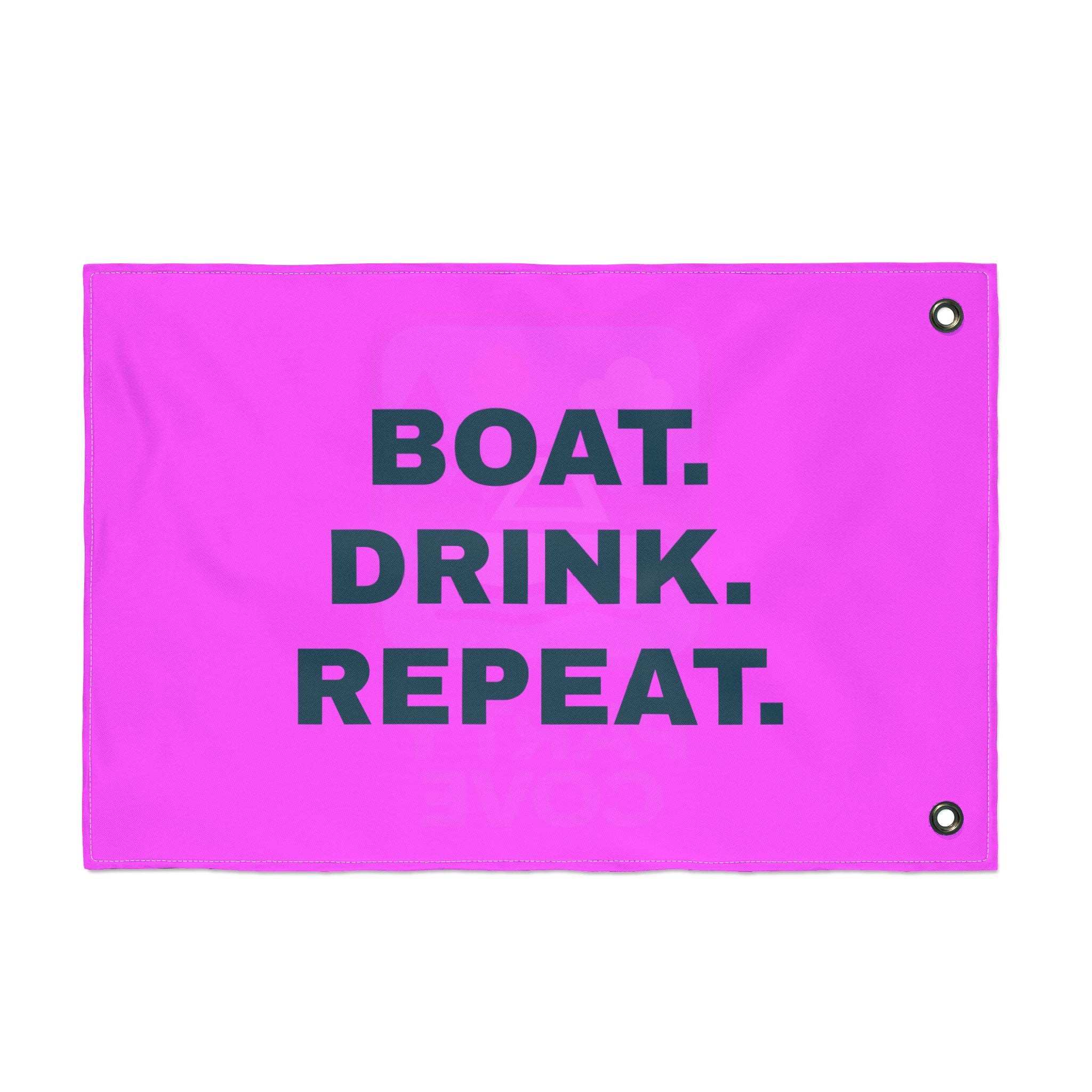 Neon Pink Double-Sided Flag — 'Party Cove' Boat Design & 'Boat. Drink. Repeat.' Flag