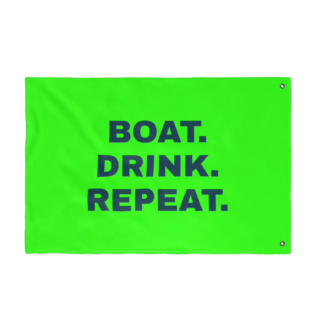 Neon Green Double-Sided Flag — 'Party Cove' Boat Design & 'Boat. Drink. Repeat.' Flag