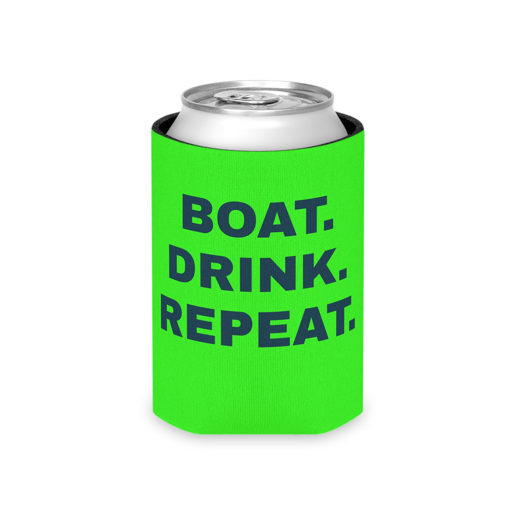 Neon Party Can Cooler - 'Party Cove' Boat Drink Koozie (Boat. Drink. Repeat.)