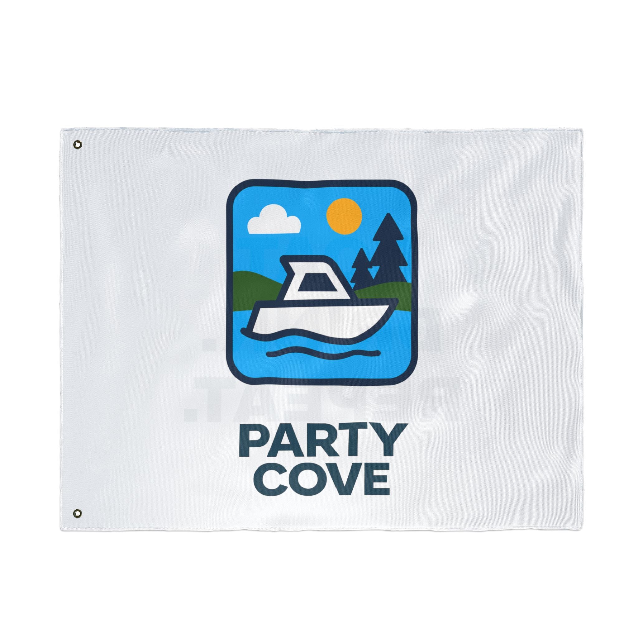 Double-Sided Flag — 'Party Cove' Boat Design & 'Boat. Drink. Repeat.' Flag