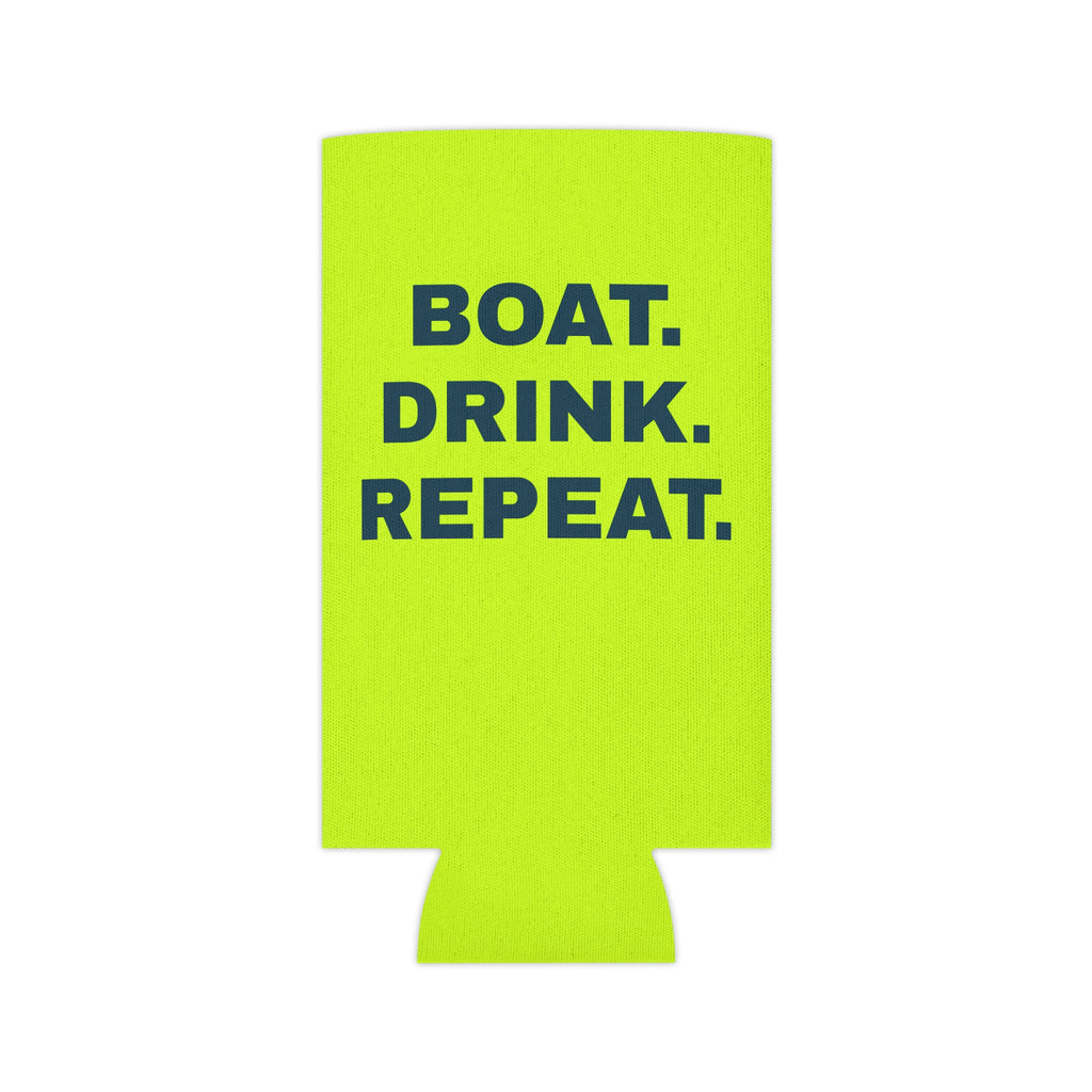 Neon Yellow Can Cooler - 'Party Cove' Boat Drink Koozie (Boat. Drink. Repeat.)