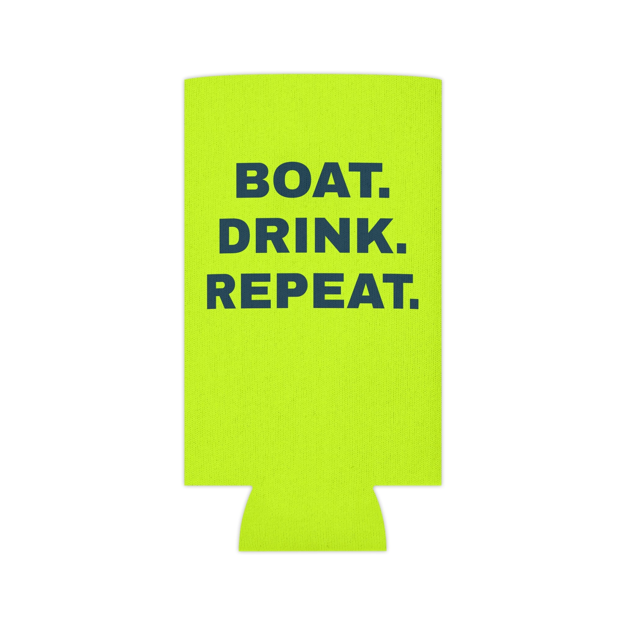 Neon Yellow Can Cooler - 'Party Cove' Boat Drink Koozie (Boat. Drink. Repeat.)