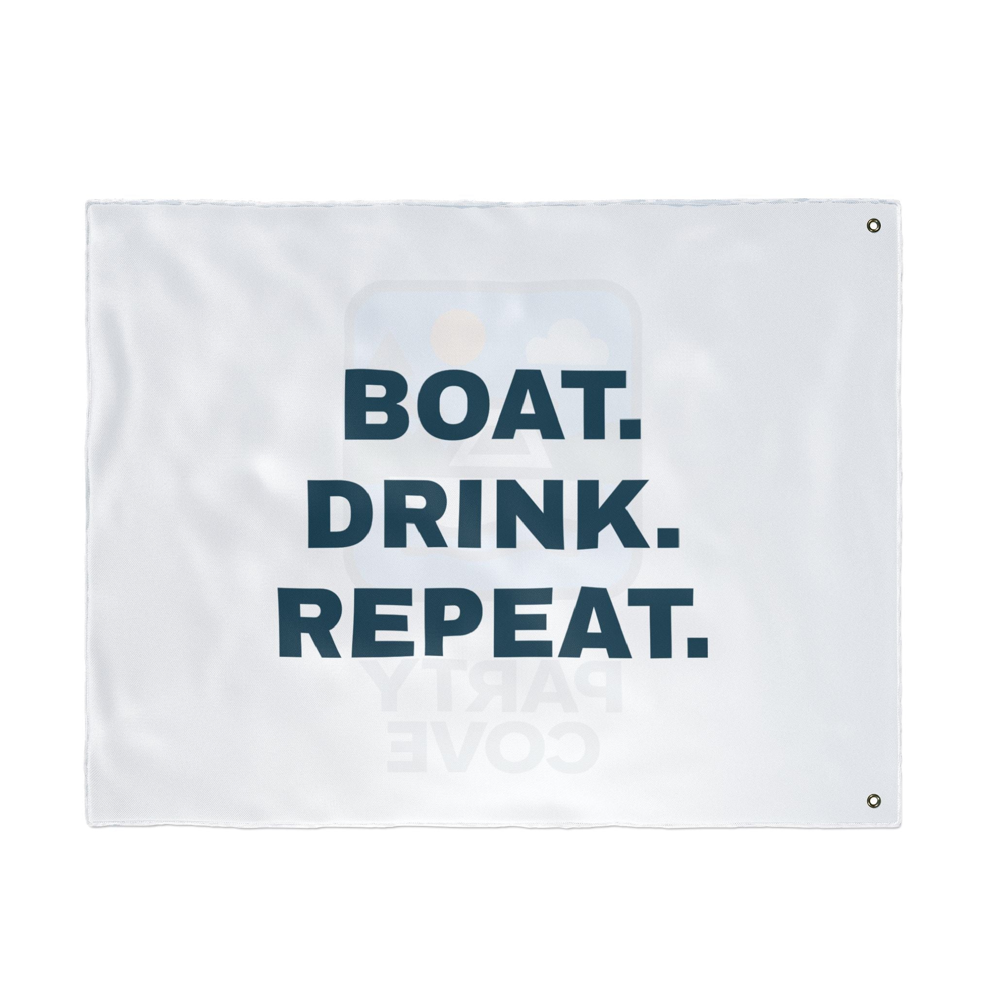 Double-Sided Flag — 'Party Cove' Boat Design & 'Boat. Drink. Repeat.' Flag