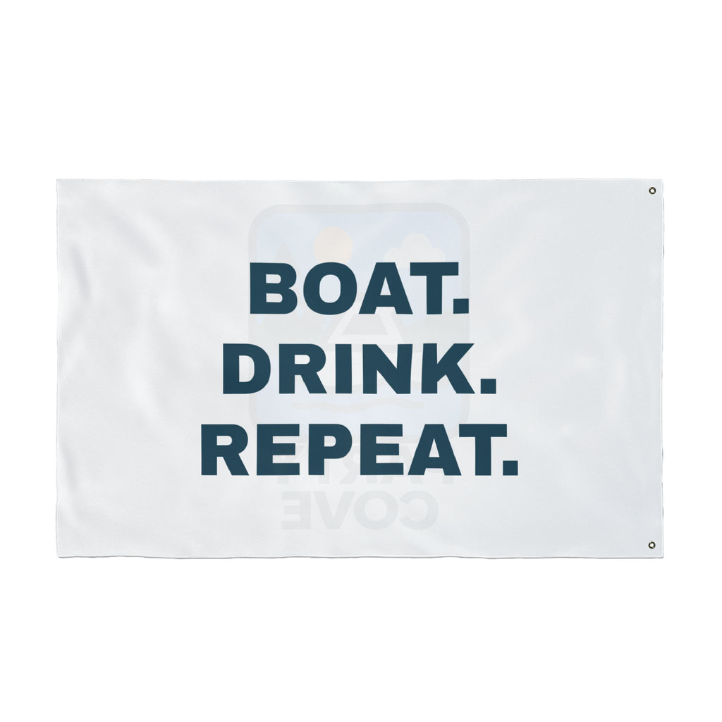 Double-Sided Flag — 'Party Cove' Boat Design & 'Boat. Drink. Repeat.' Flag