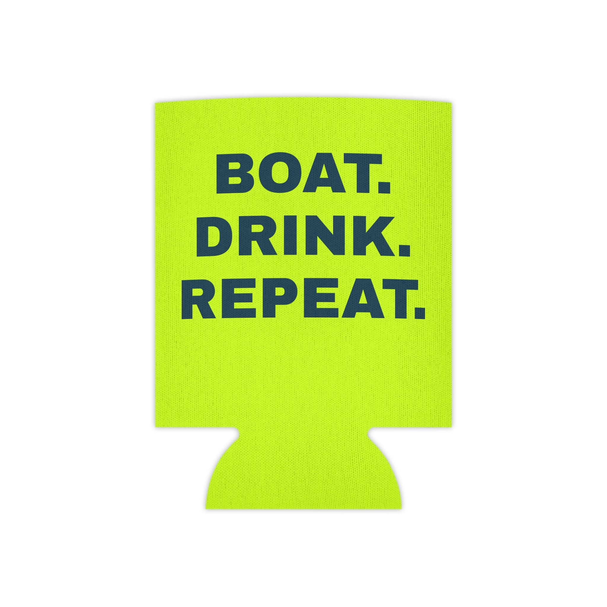 Neon Yellow Can Cooler - 'Party Cove' Boat Drink Koozie (Boat. Drink. Repeat.)