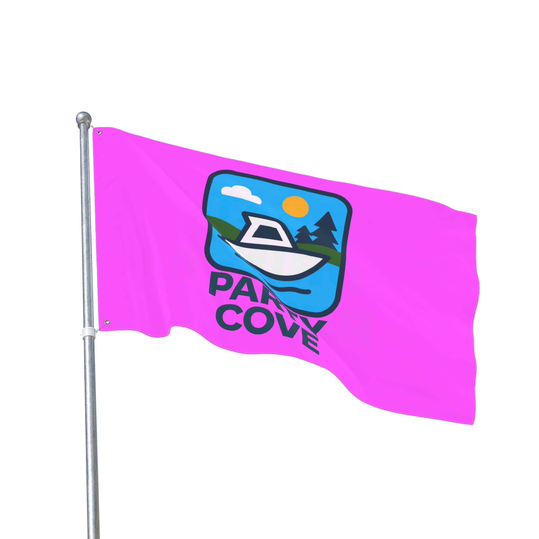 Neon Pink Double-Sided Flag — 'Party Cove' Boat Design & 'Boat. Drink. Repeat.' Flag