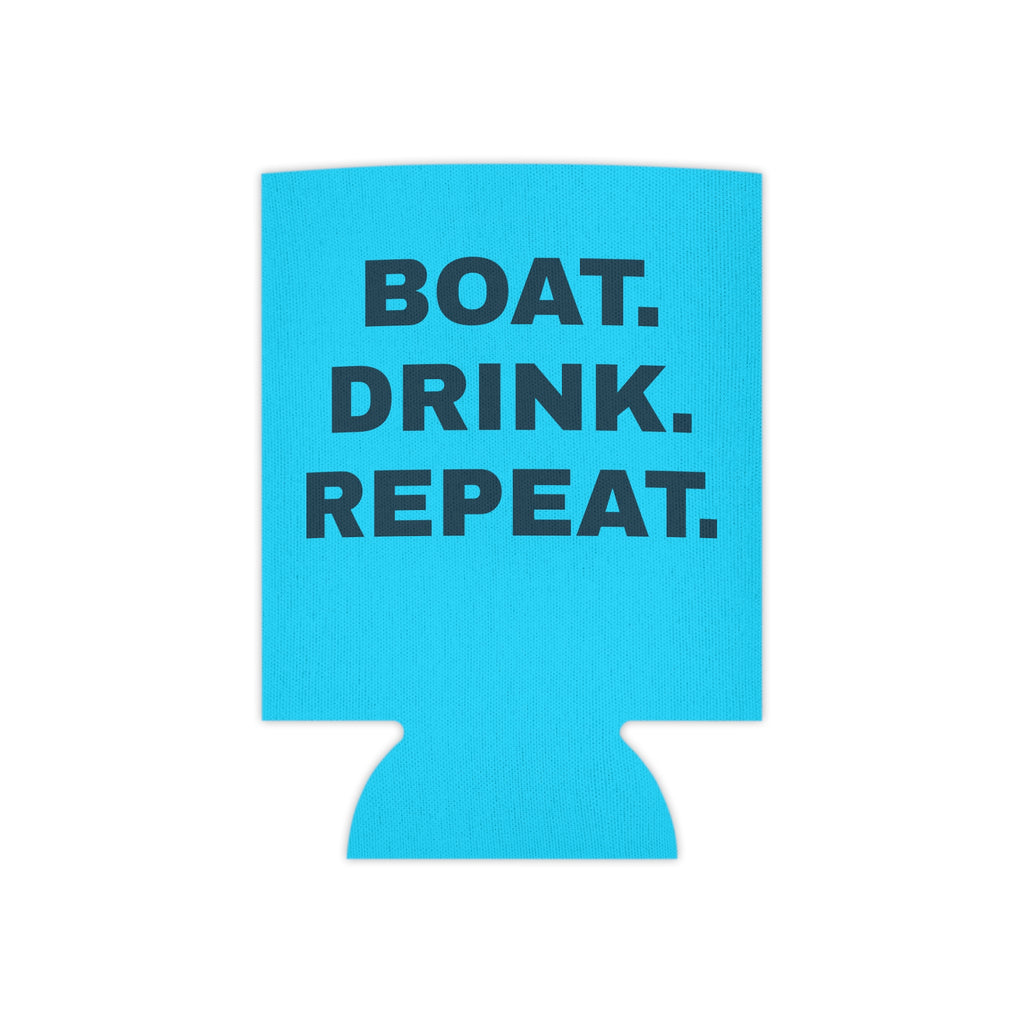 Neon Blue Can Cooler - 'Party Cove' Boat Drink Koozie (Boat. Drink. Repeat.)