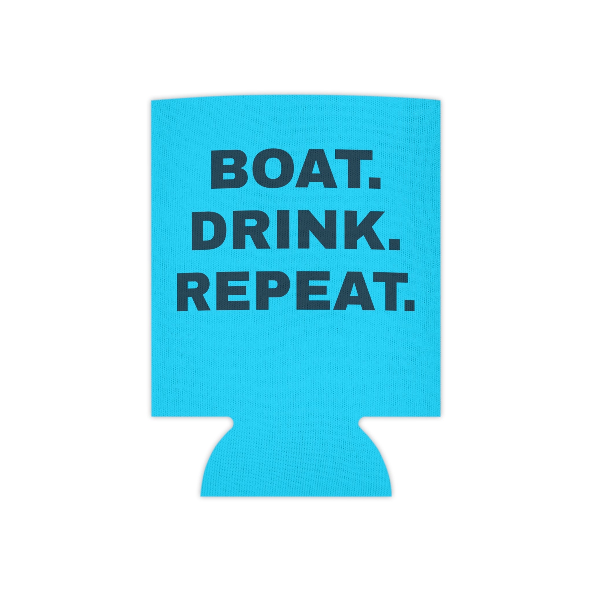 Neon Blue Can Cooler - 'Party Cove' Boat Drink Koozie (Boat. Drink. Repeat.)