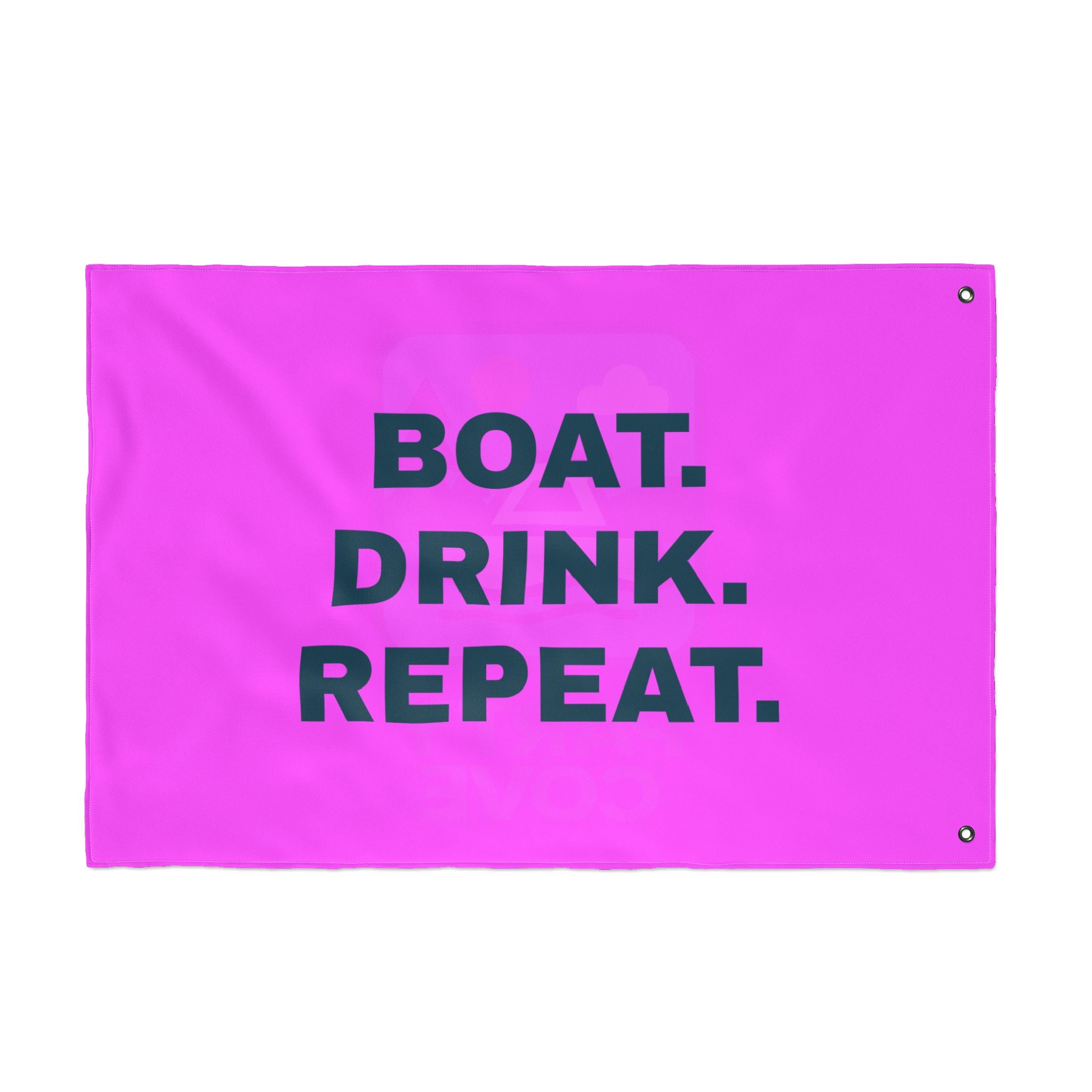 Neon Pink Double-Sided Flag — 'Party Cove' Boat Design & 'Boat. Drink. Repeat.' Flag