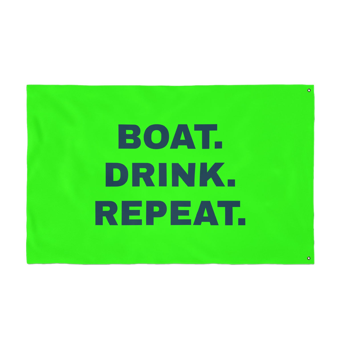Neon Green Double-Sided Flag — 'Party Cove' Boat Design & 'Boat. Drink. Repeat.' Flag