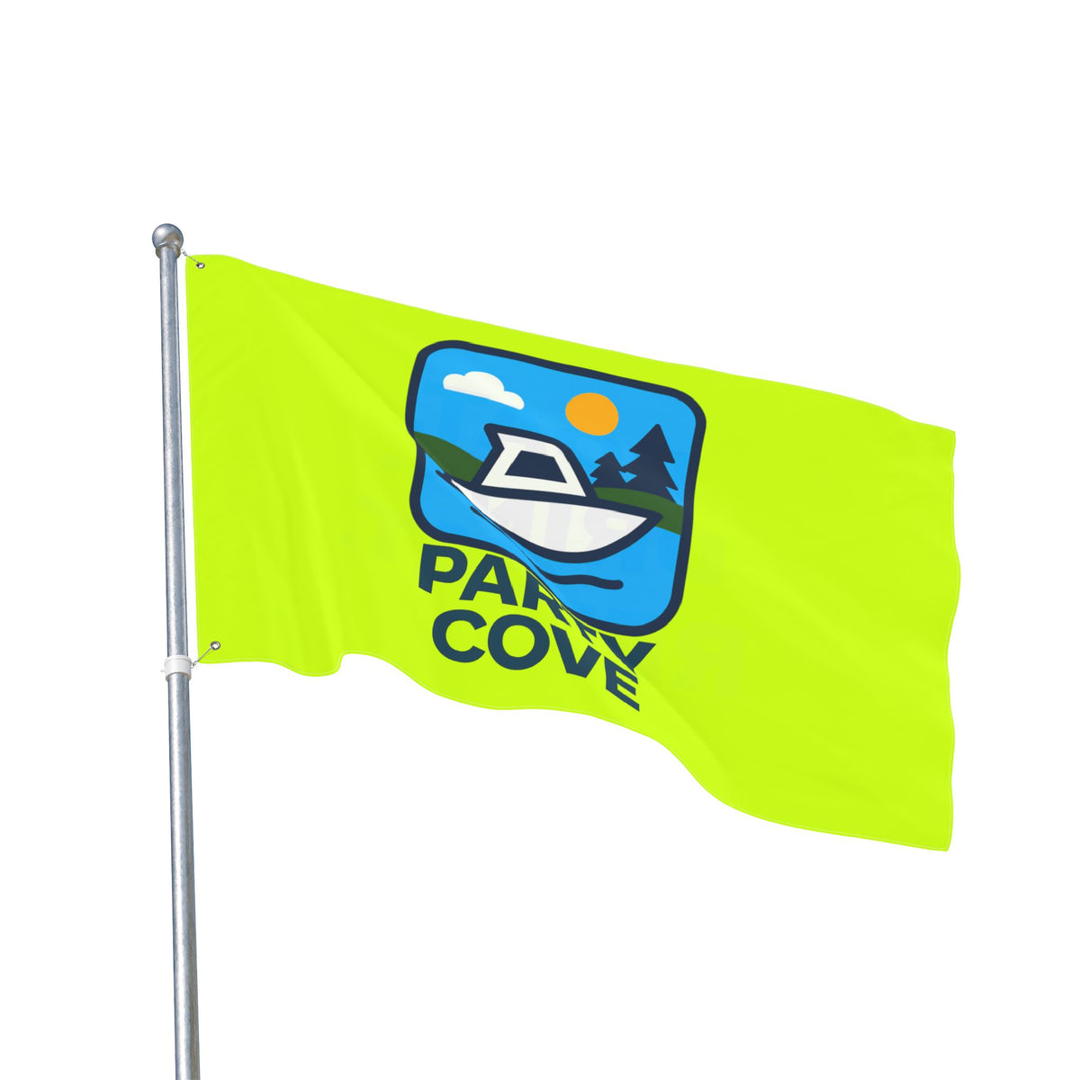 Neon Yellow Double-Sided Flag — 'Party Cove' Boat Design & 'Boat. Drink. Repeat.' Flag
