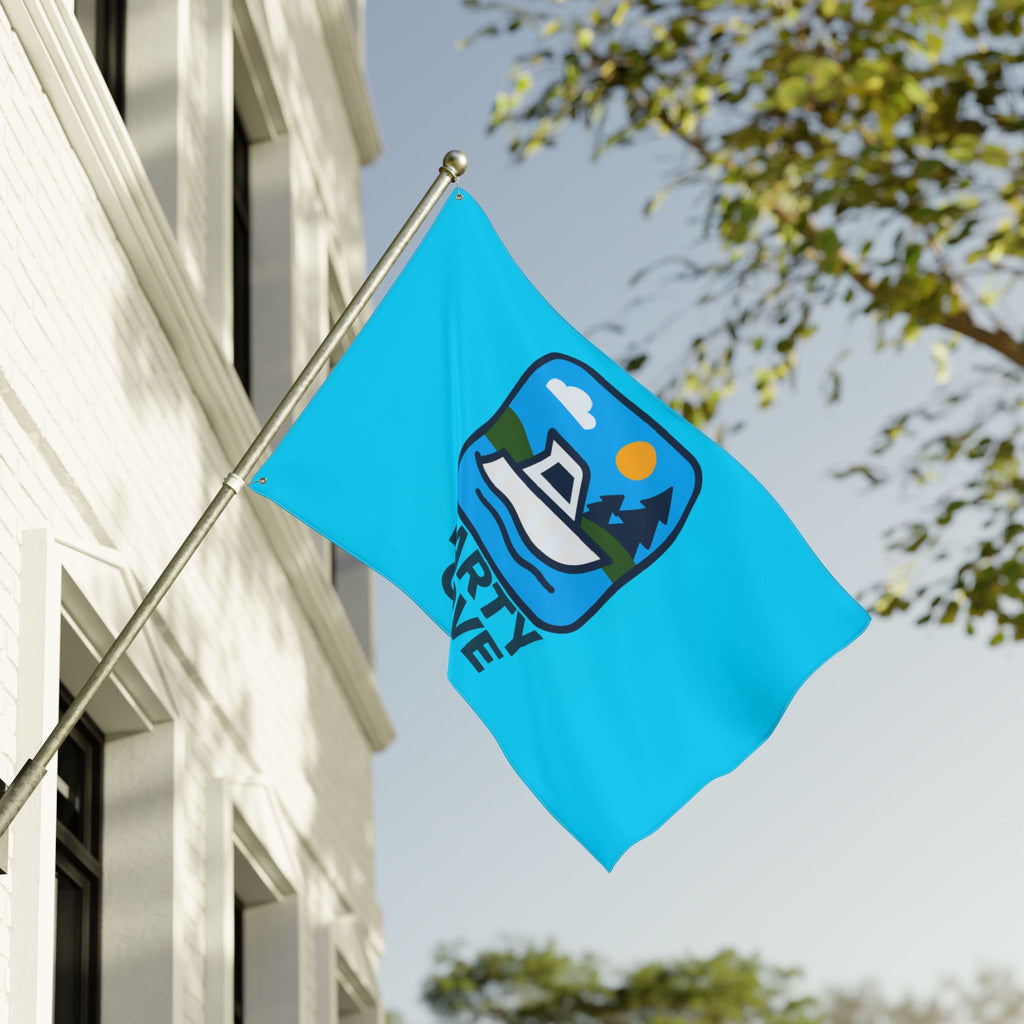 Neon Blue Double-Sided Flag — 'Party Cove' Boat Design & 'Boat. Drink. Repeat.' Flag