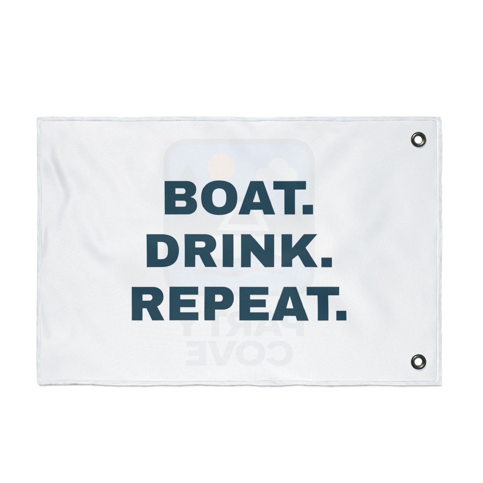 Double-Sided Flag — 'Party Cove' Boat Design & 'Boat. Drink. Repeat.' Flag