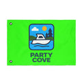 Neon Green Double-Sided Flag — 'Party Cove' Boat Design & 'Boat. Drink. Repeat.' Flag